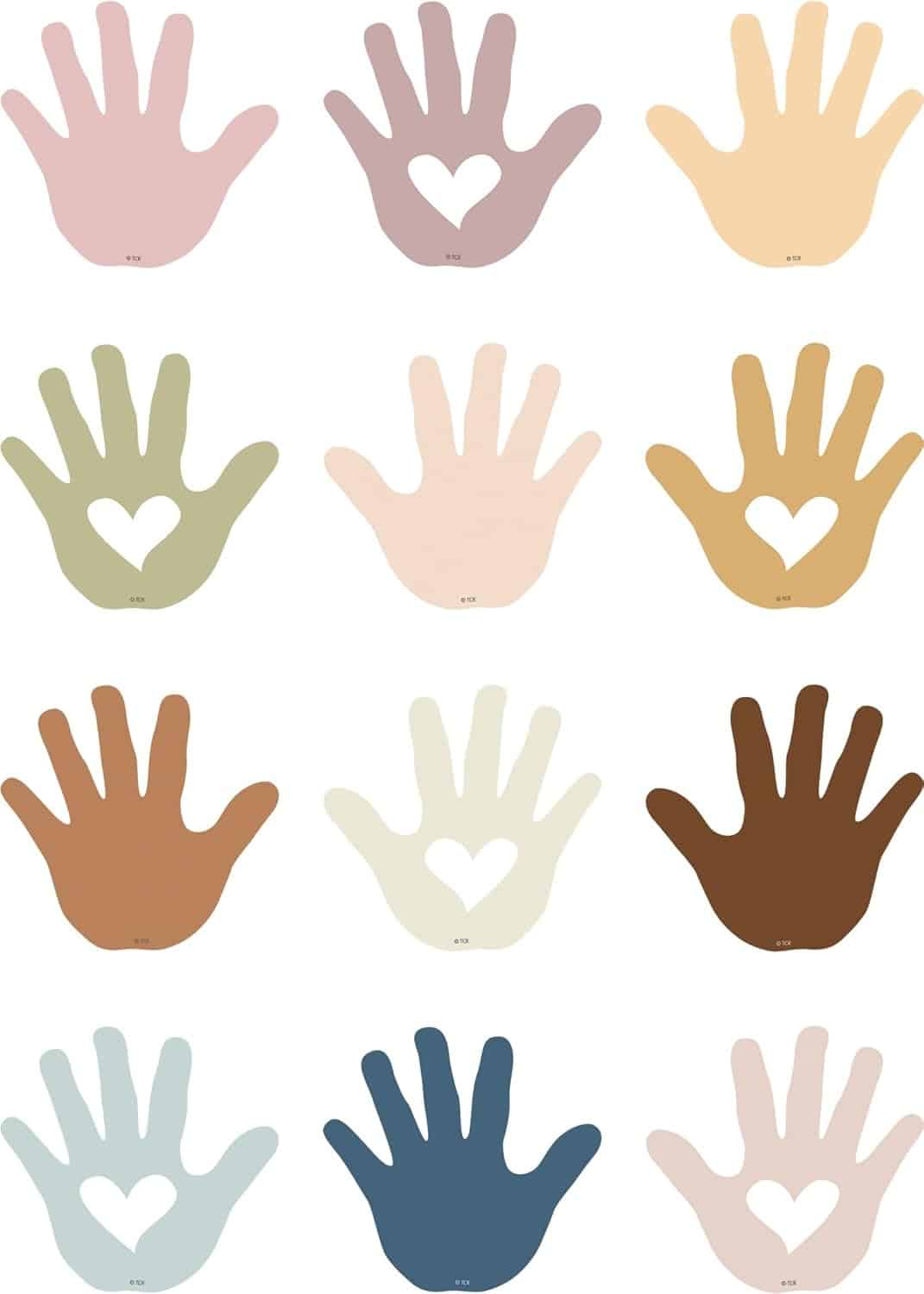 A graphic of repeating hands with heart icons in the palm.
