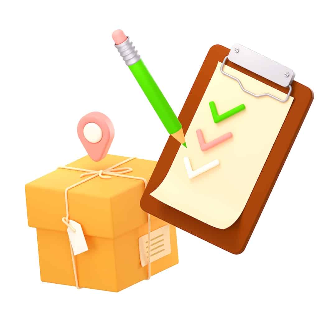 package next to a checklist and pencil.